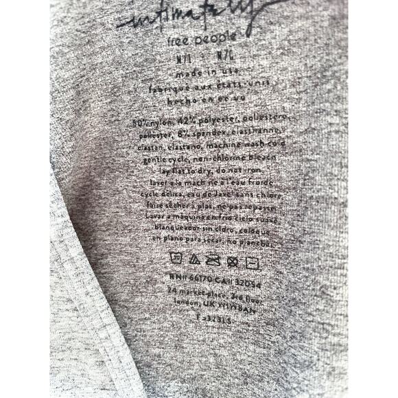 Free People Intimately Gray Seamless V-Neck Long Sleeve Size M/L - Picture 3 of 5